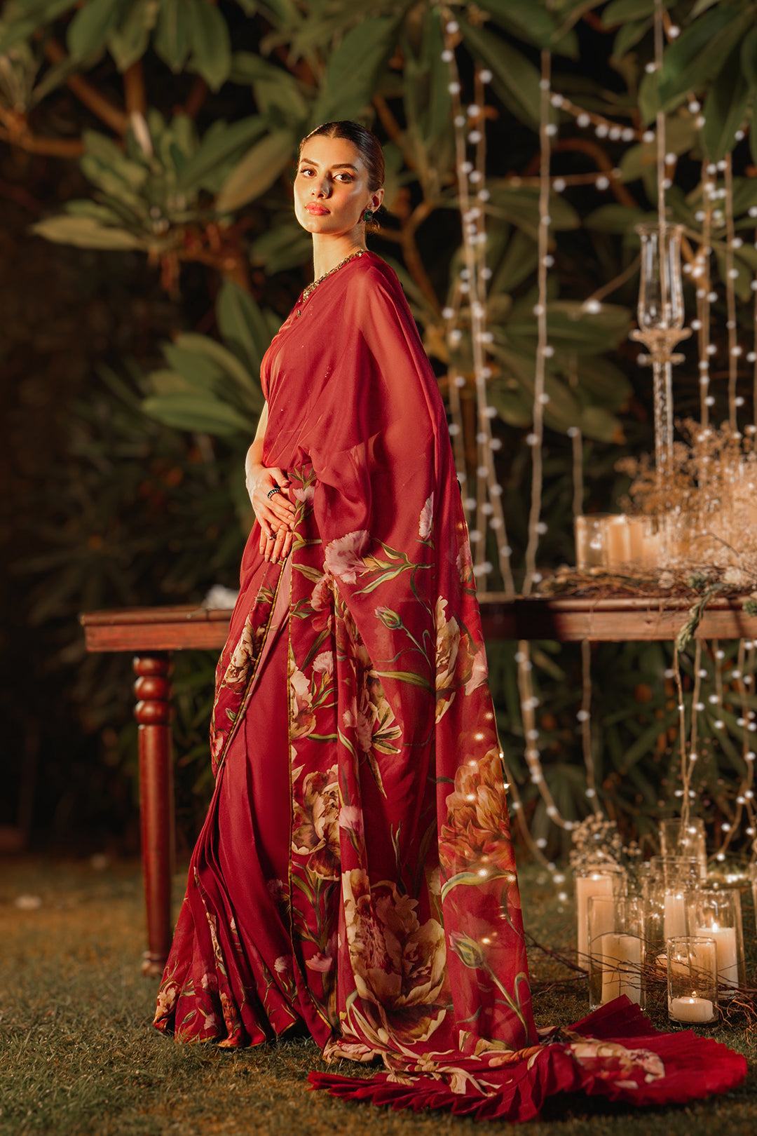 Rozil Saree & Crop Top (Sleeveless)
