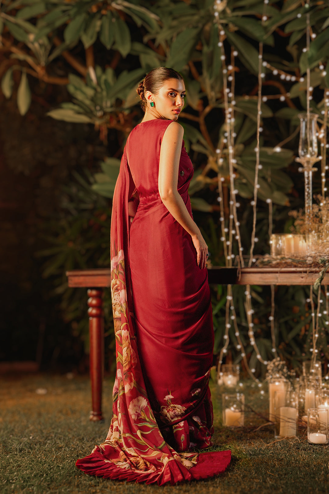 Rozil Saree & Crop Top (Sleeveless)