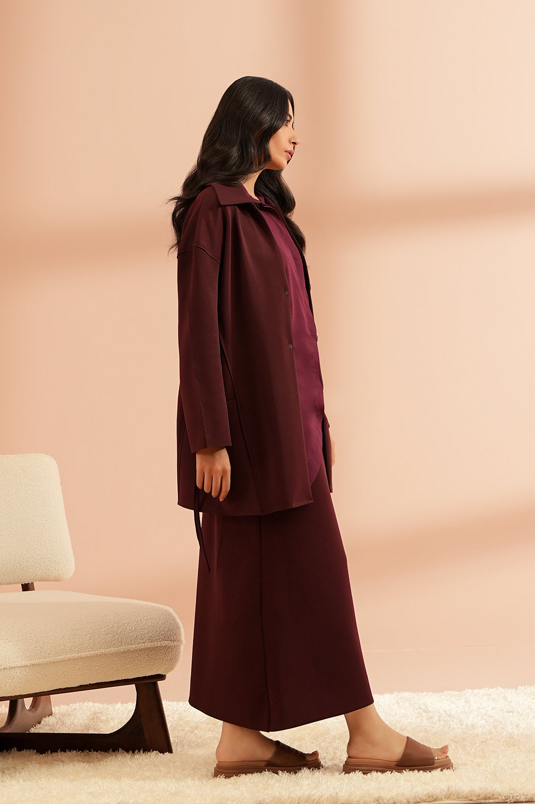 Burgundy Tapered Skirt
