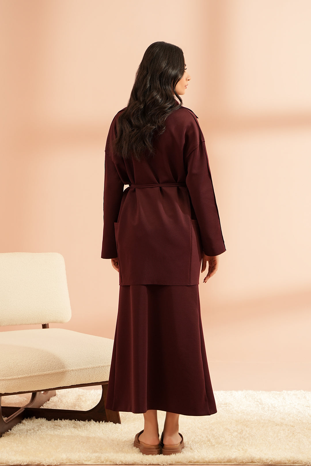 Burgundy Tapered Skirt