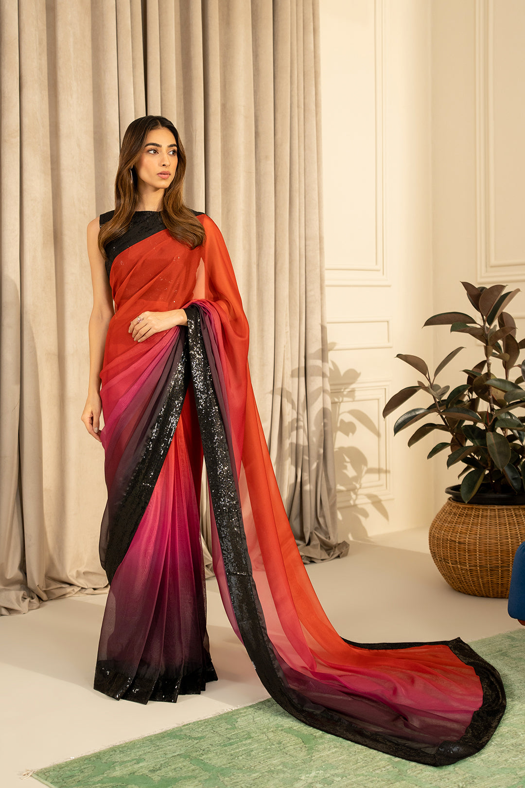 Palai Saree & Crop Top (Sleeveless)