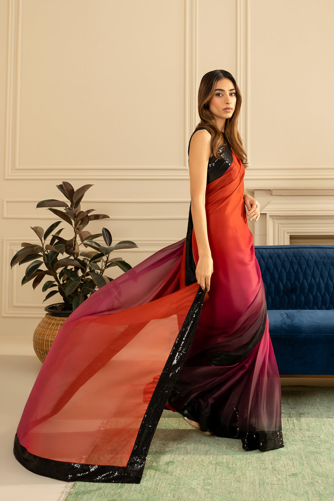 Palai Saree & Crop Top (Sleeveless)