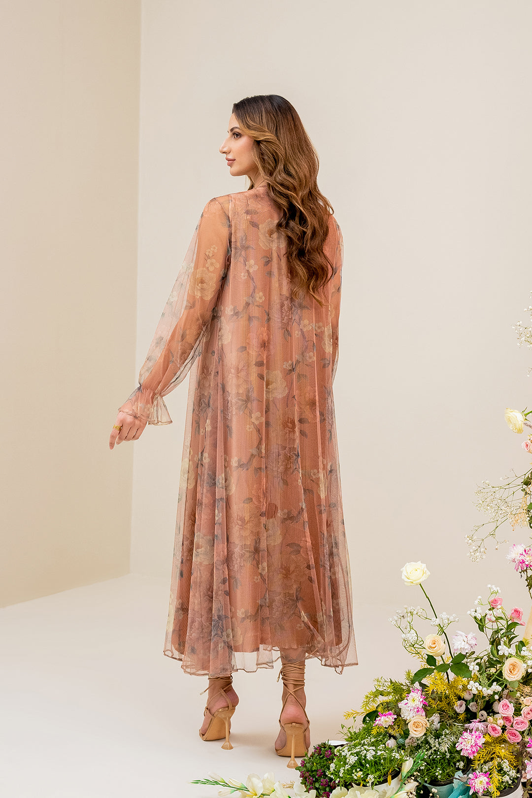 Peach Paradise Shrug & Pleated Dress