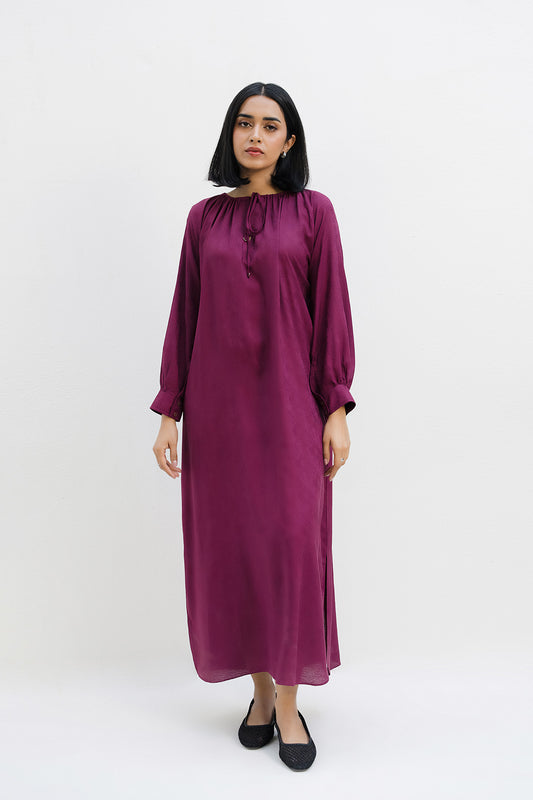 Wide Neck Gather Dress