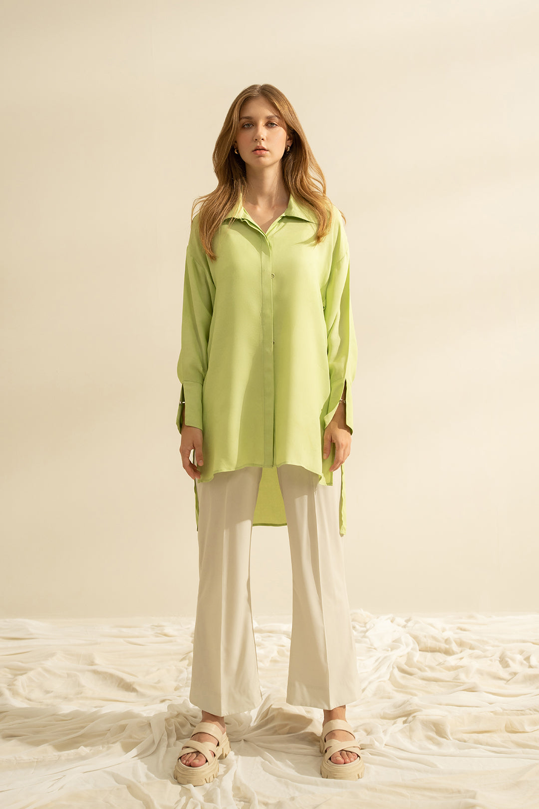 Green Button Down