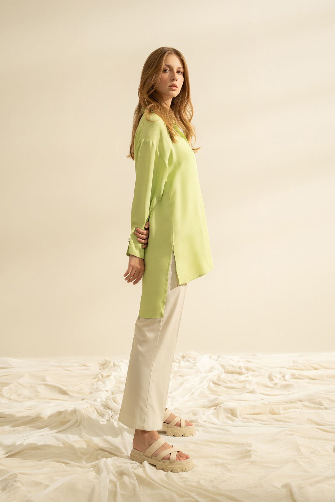 Green Button Down