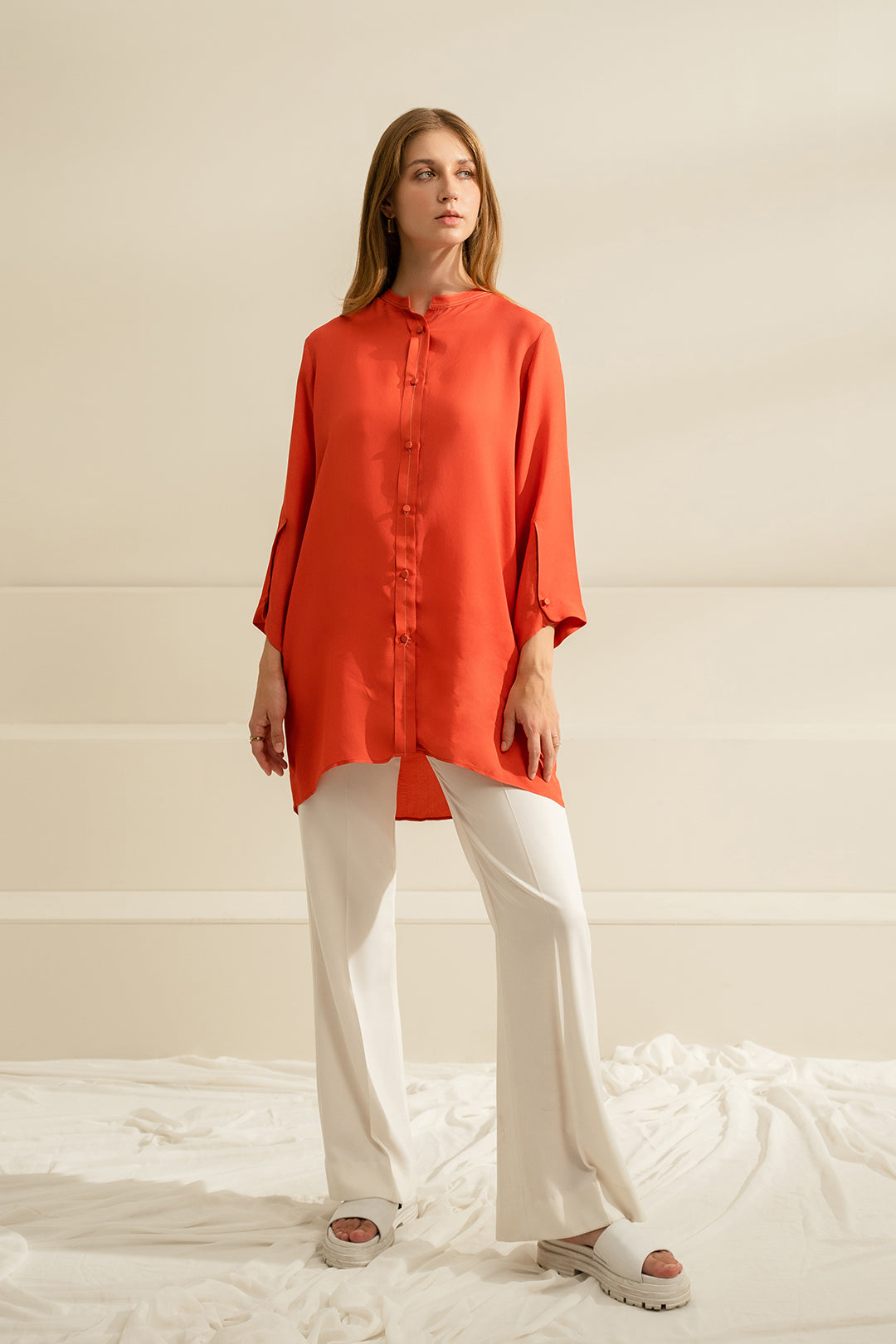 Coral Button Down