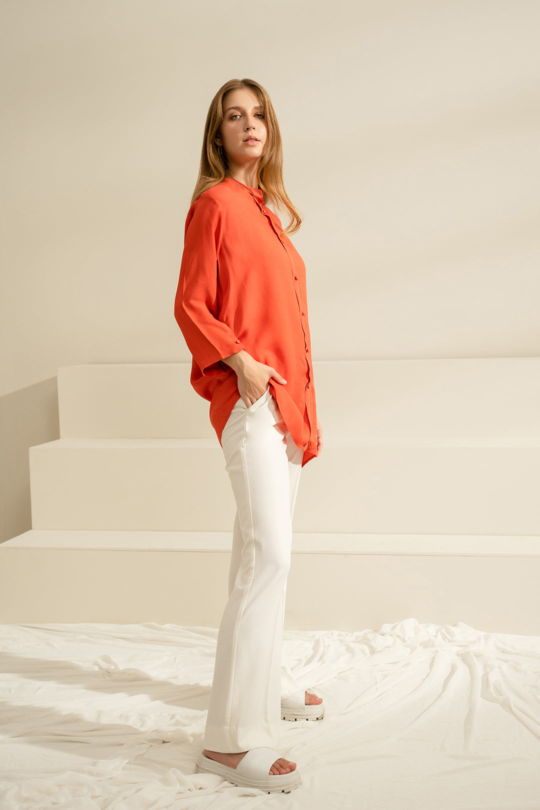 Coral Button Down