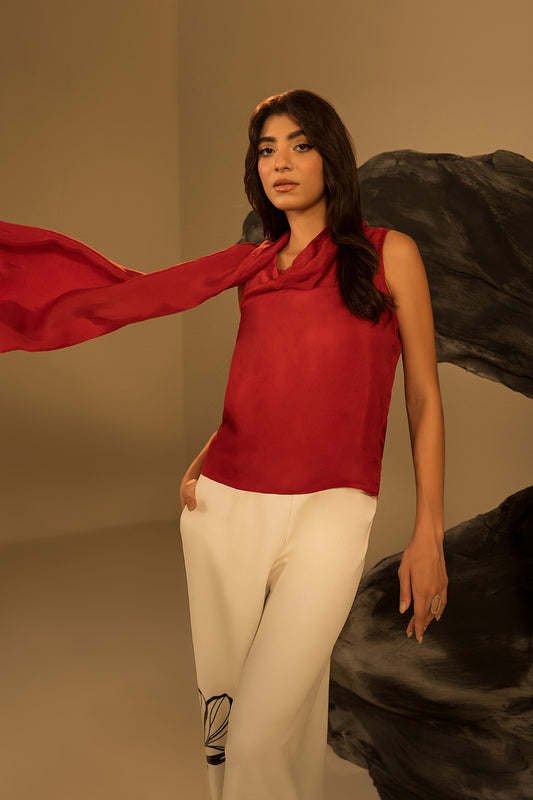 Crimson Scarf Top (Sleeveless)