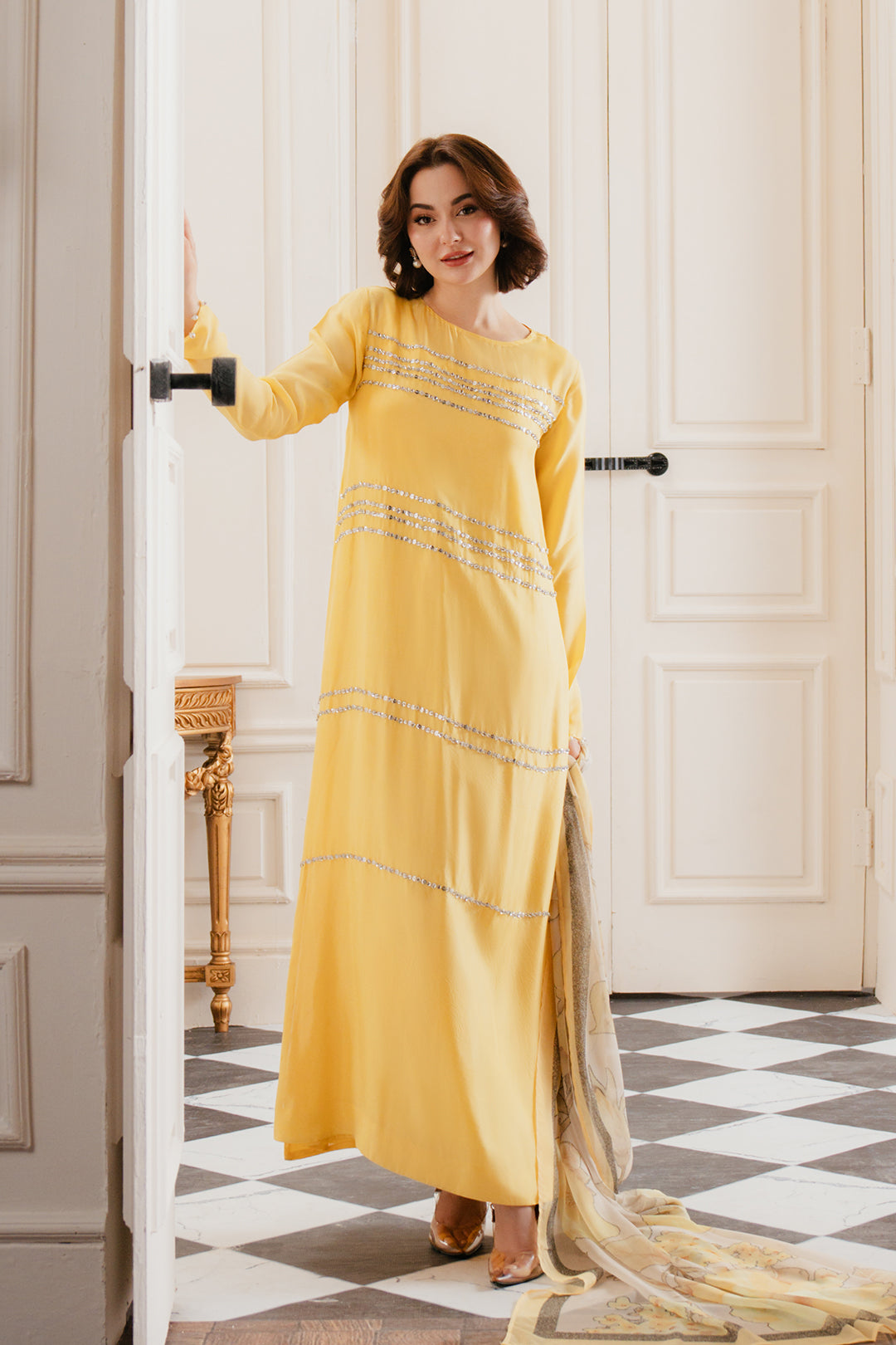 designer lulusar dresses Lulusar | LULUSAR X DUREFISHAN SEASON I Vibrancy is the key! Teal long dress with flared hemline and tone on tone Ralli border. Coming soon - In