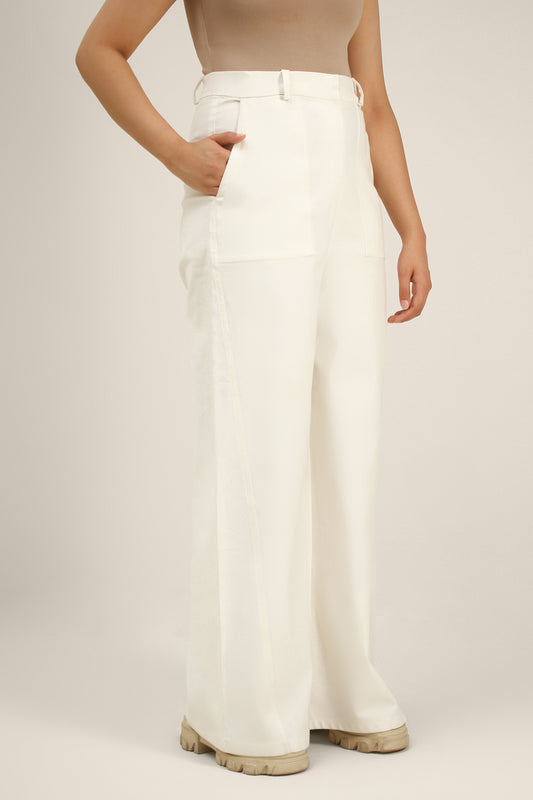 Wide-leg Twill Pants