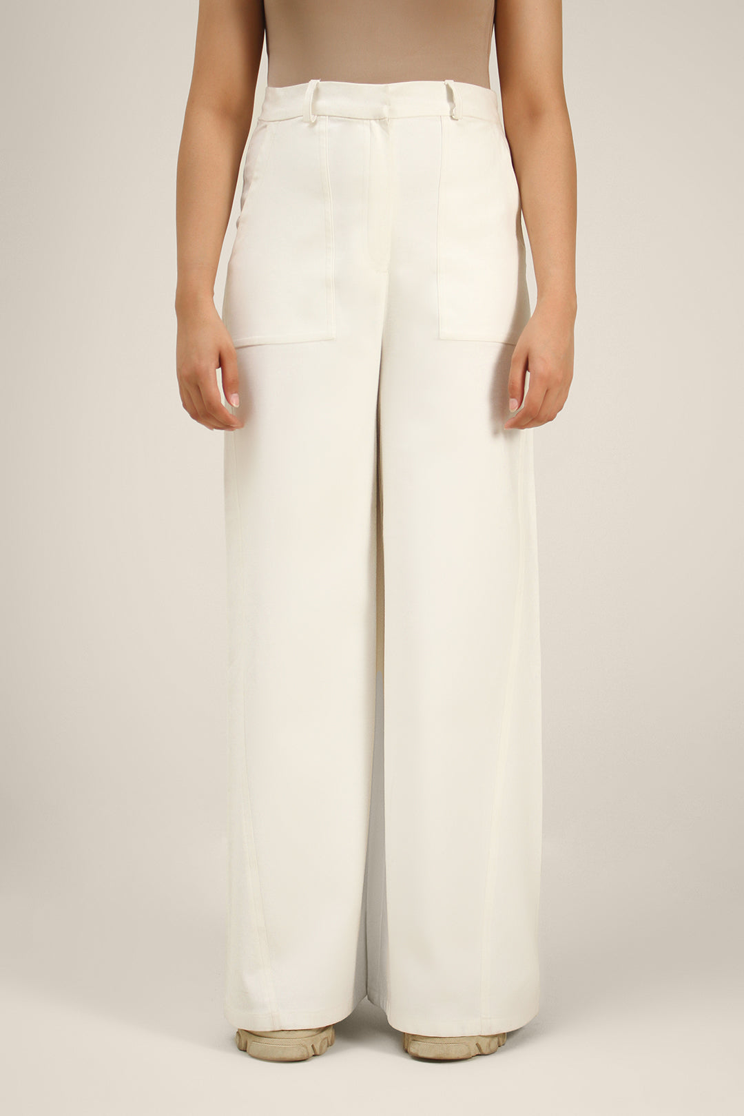 Wide-leg Twill Pants
