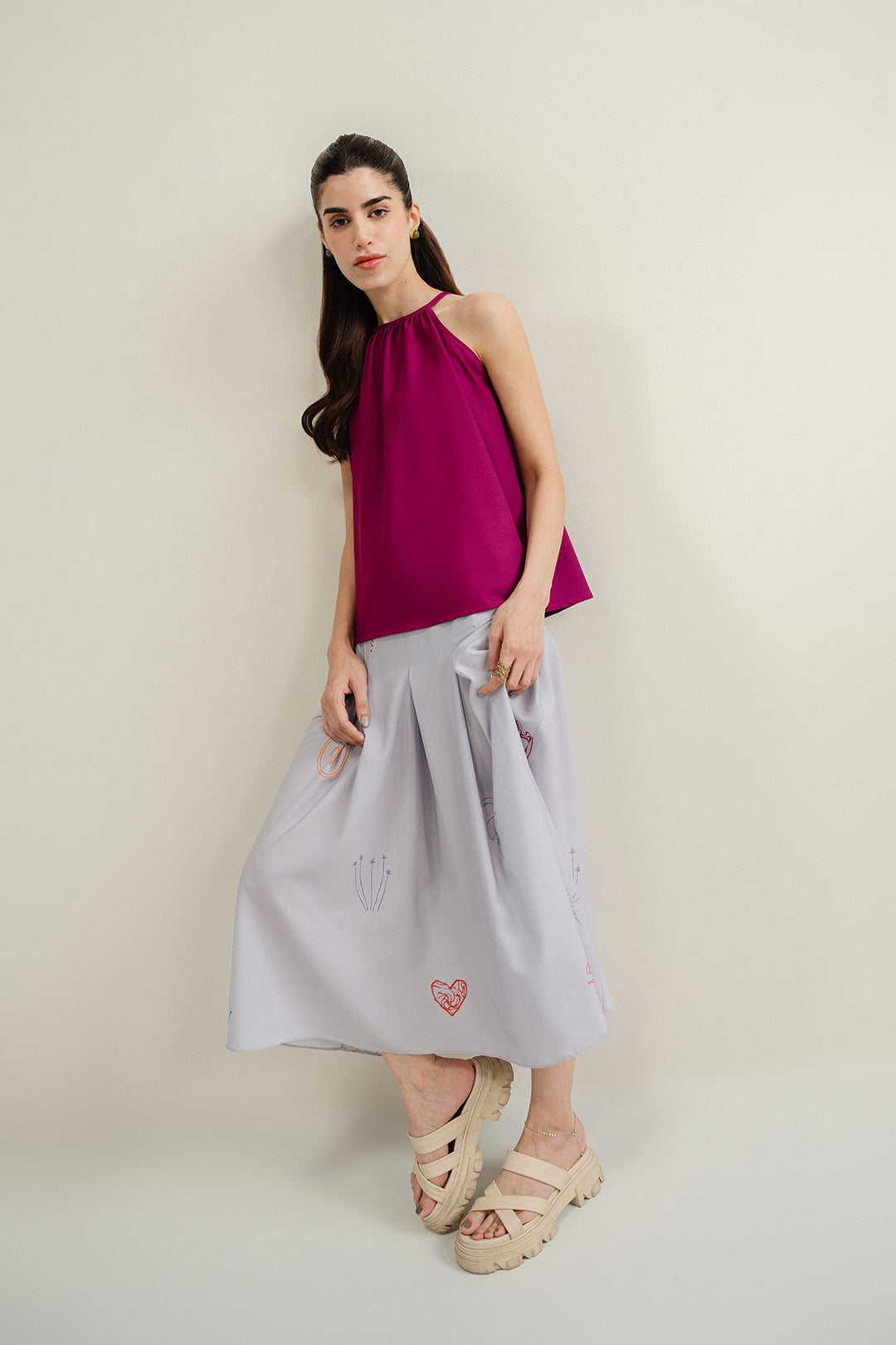 Beetroot Pink Halter Top
