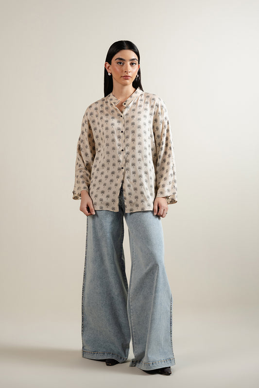 Jacquard Drop Shoulder Crop Top