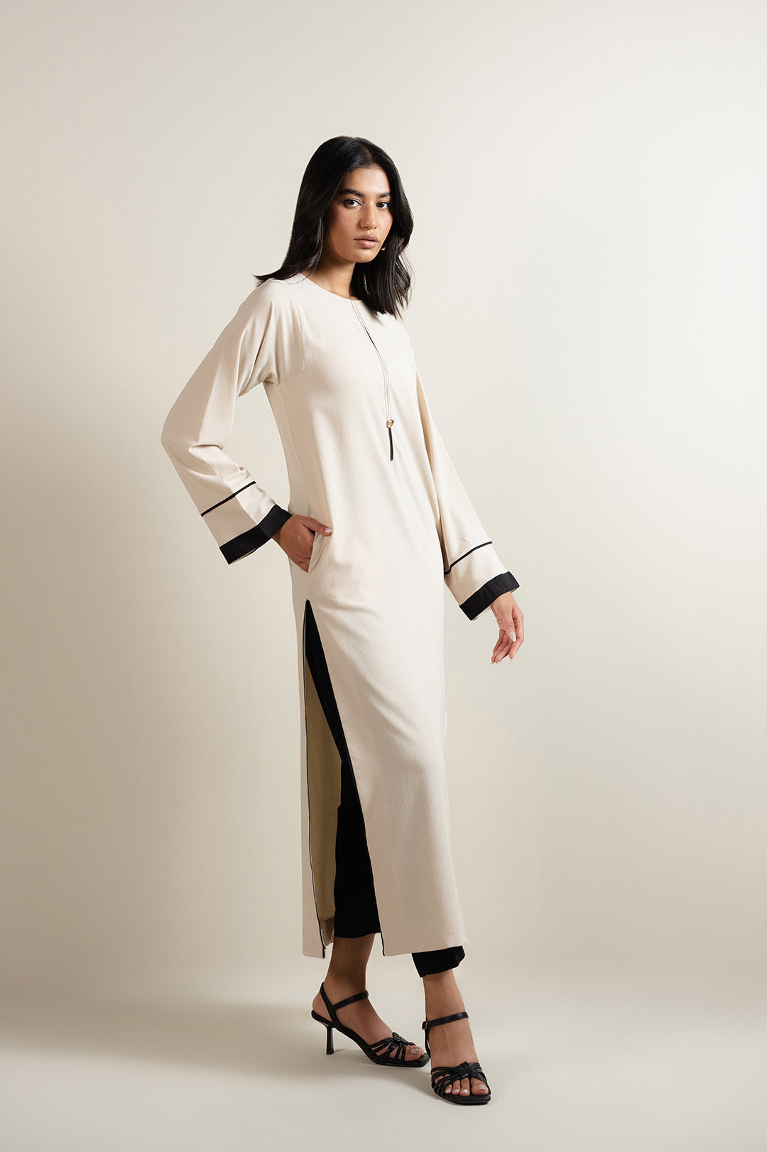Beige Color Block Tunic