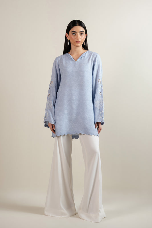 Scalloped Baby Blue Top