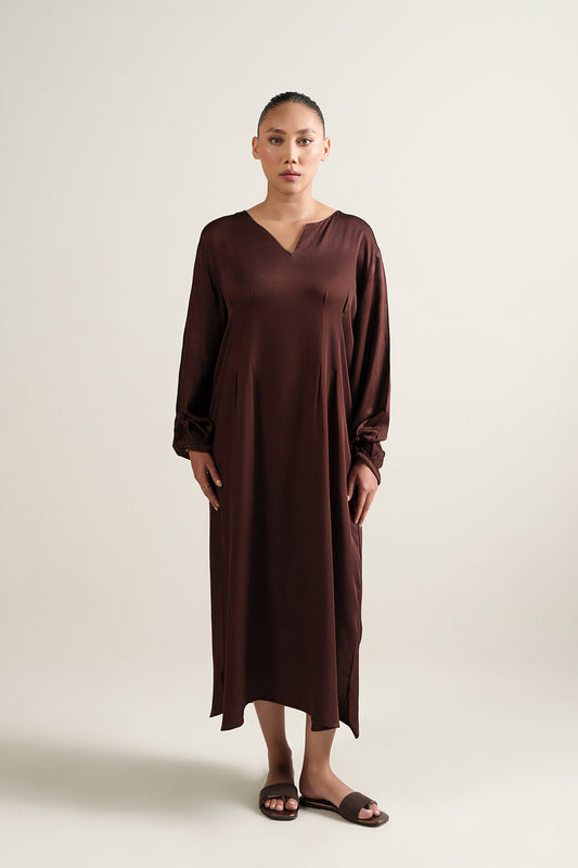 Espresso Pleated Dress