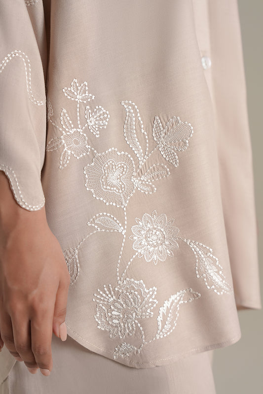 Mocha Bloom Embroidered Top
