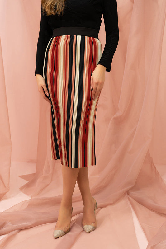 Barcode Pleated Skirt
