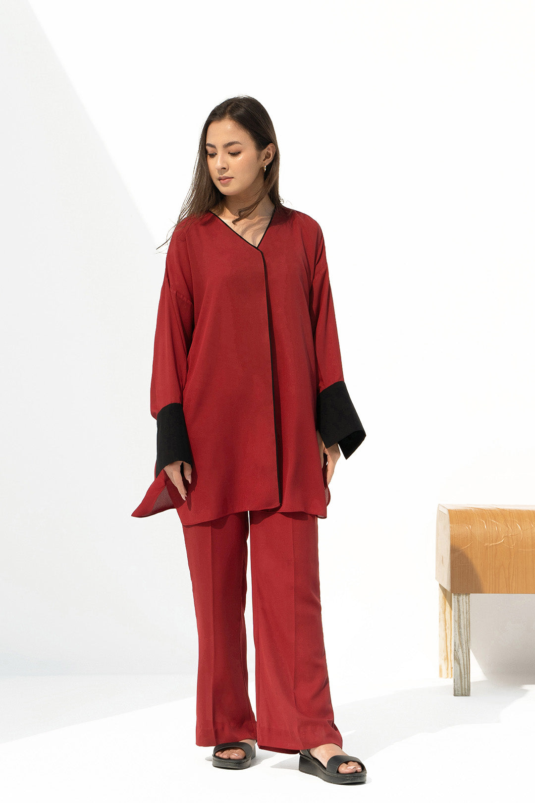 Maroon Bootcut Pants