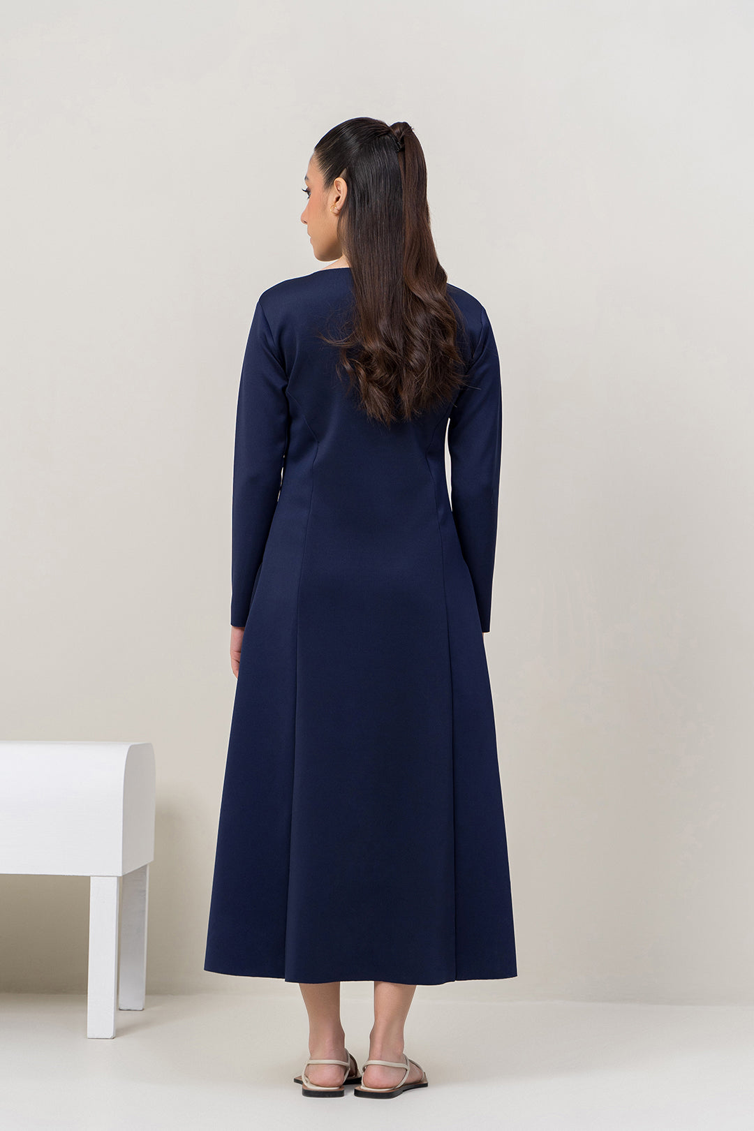 Navy Knit Panel Dress