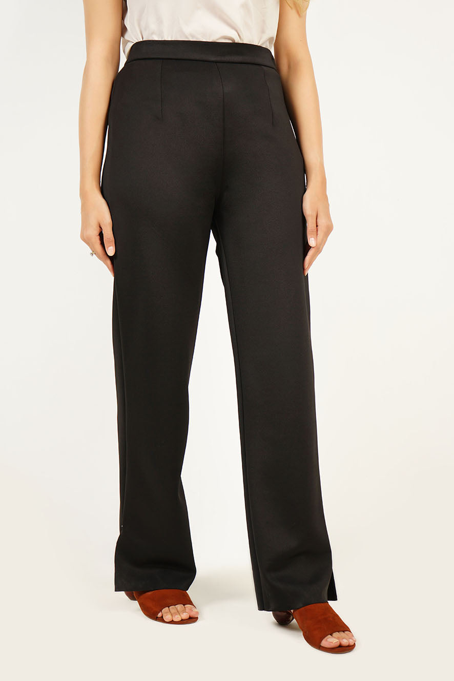 Black Straight-Leg Scuba Pants