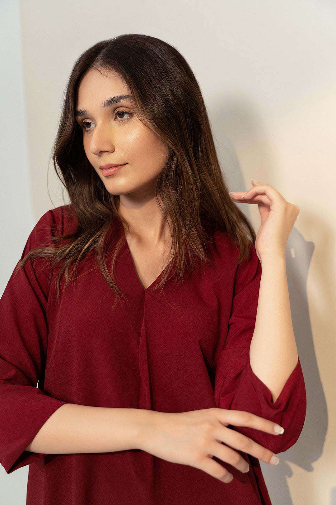 Garnet Crepe Top