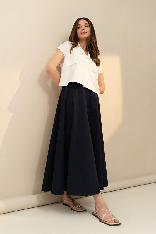 Denim Godet Skirt