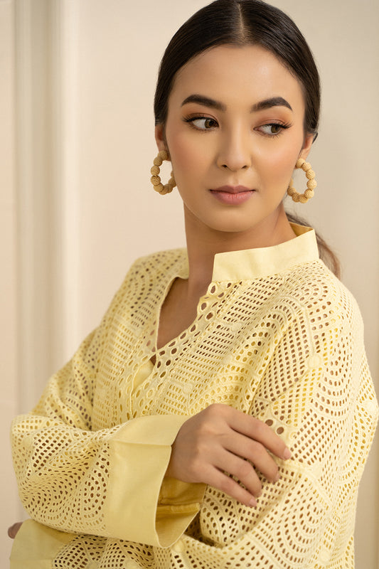 Yellow Schiffli Top