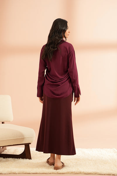 Burgundy Button-Up Top