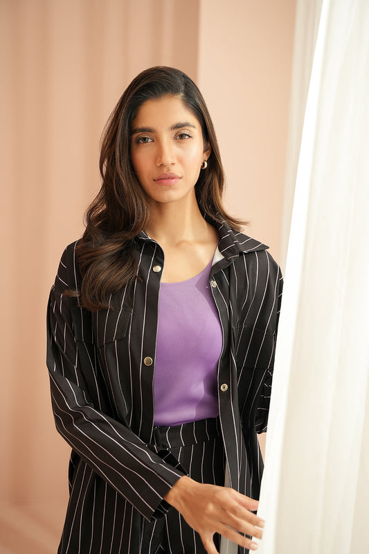 Pin Striped Shacket