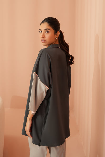 Grey Color Block Top
