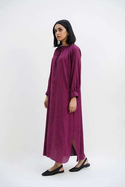 Wide Neck Gather Dress