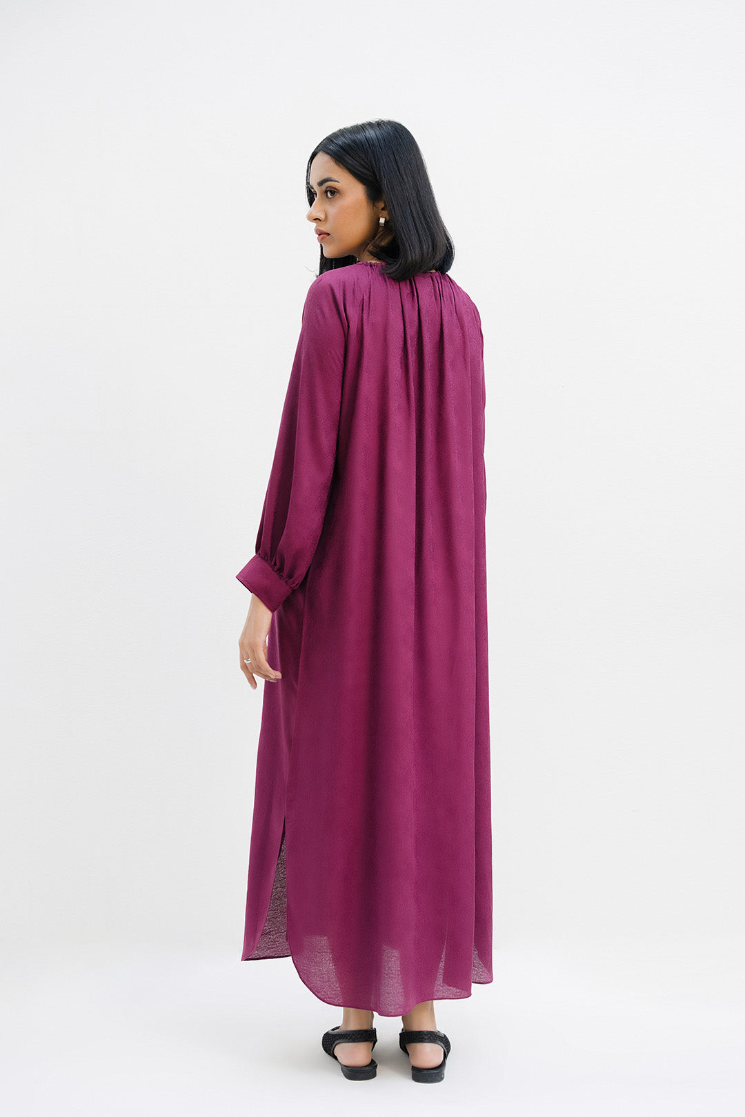 Wide Neck Gather Dress