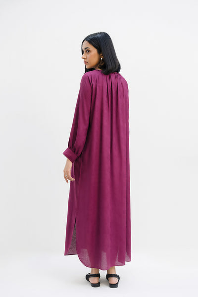 Wide Neck Gather Dress