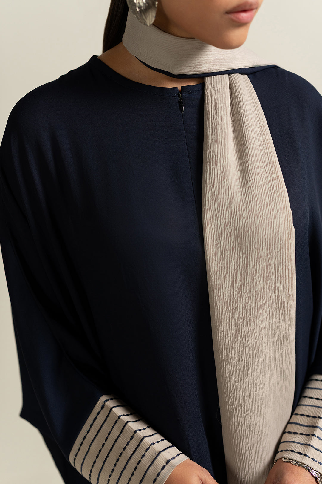 Navy Color Block Stole