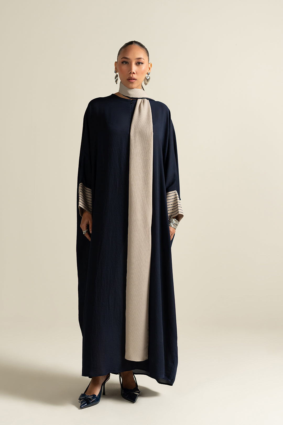 Navy Color Block Stole