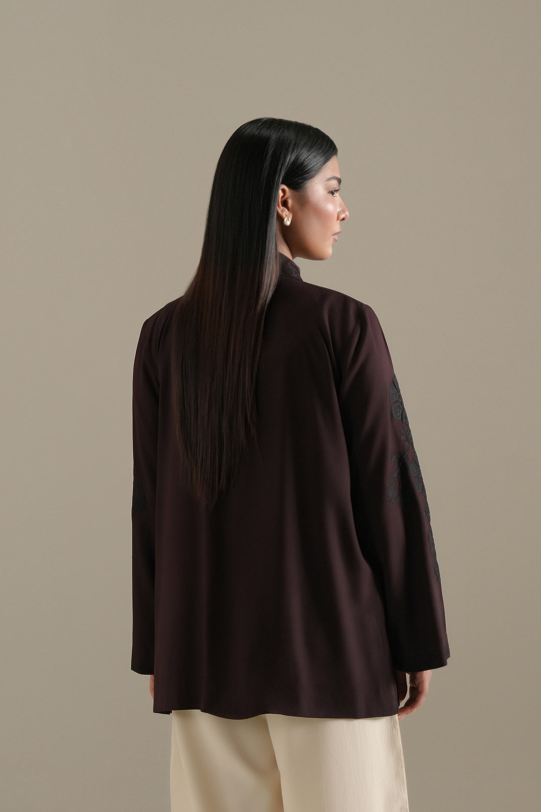 Embroidered Truffle Top