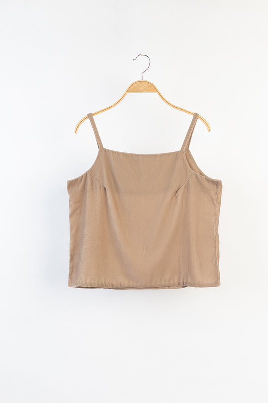 Beige Velvet Tank Top