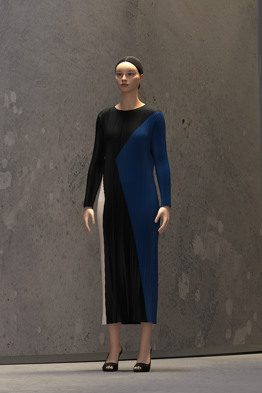 Color Block Pleated Dress
