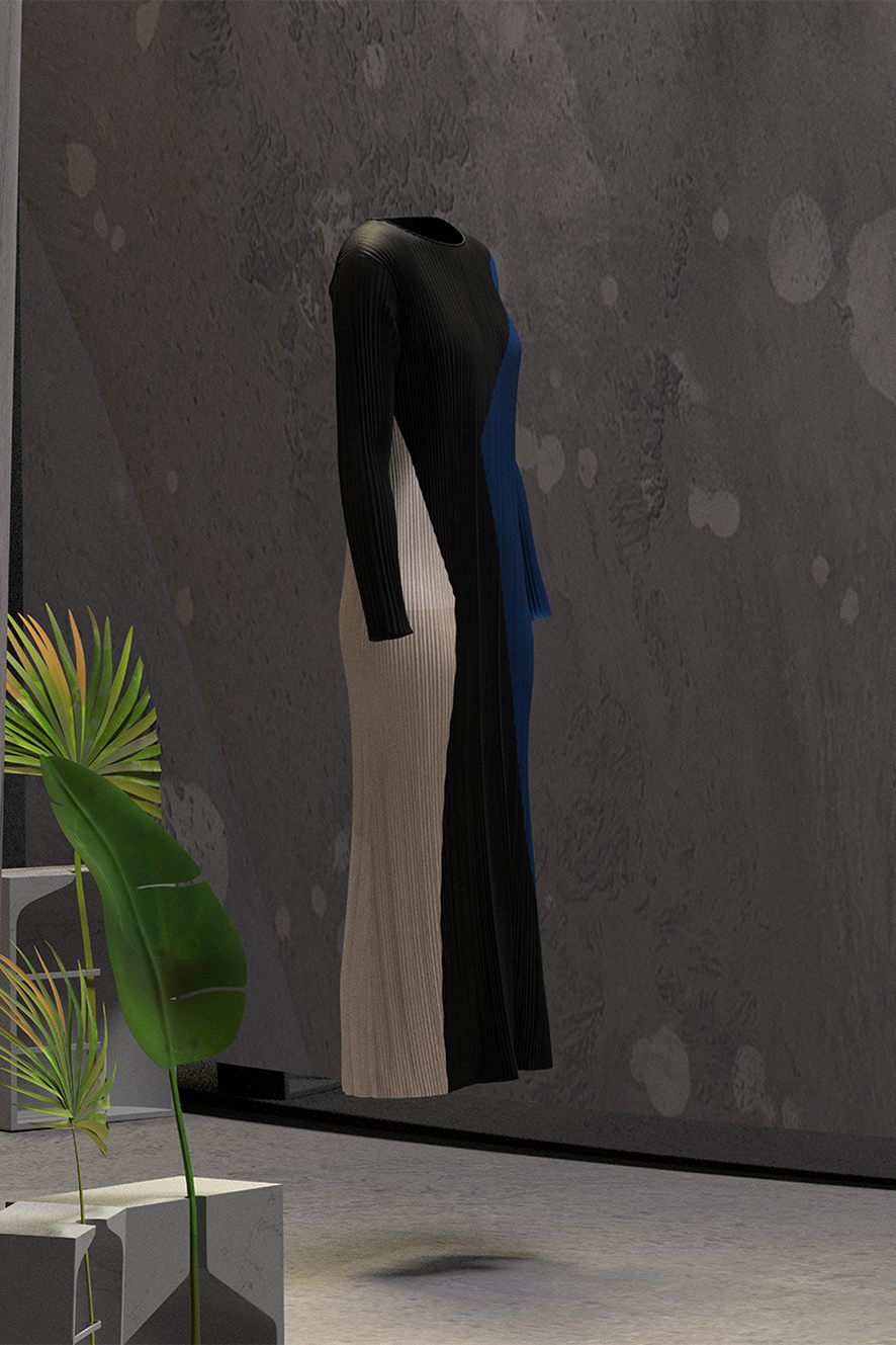 Color Block Pleated Dress