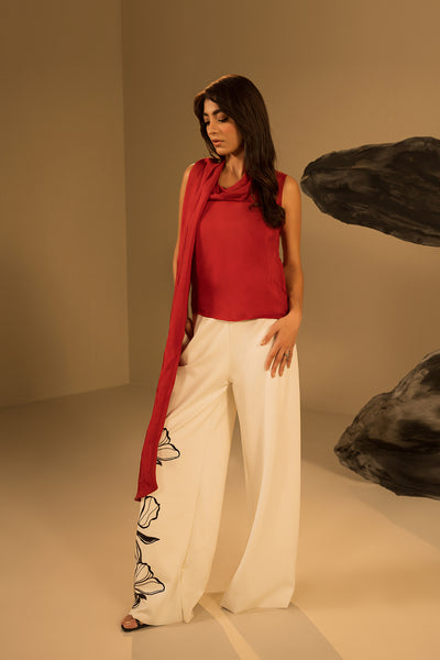 Crimson Scarf Top