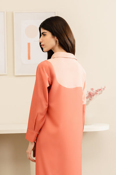 Peach Color Block Dress