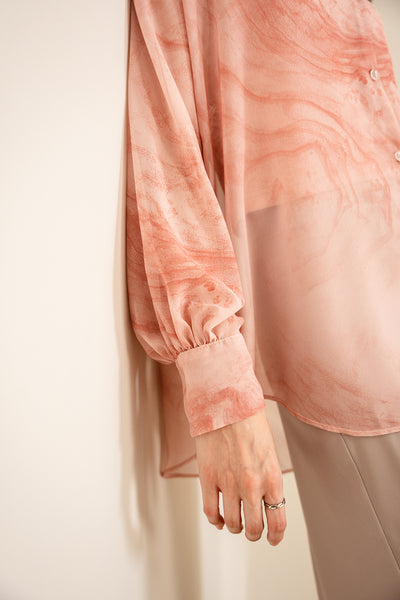 Sheer Swirl Button Down