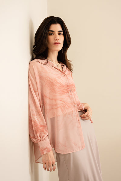 Sheer Swirl Button Down