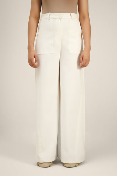 Wide-leg Twill Pants