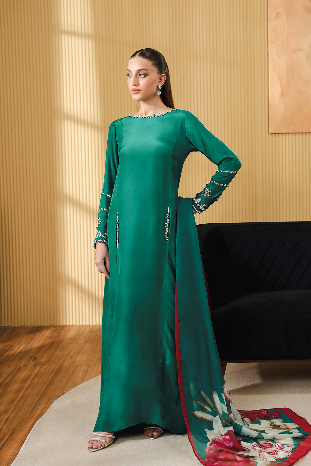 lulusar green dress Lulusar | Eid'23 Chapter II Whimsy and wonder, embodied in green silk Launching Tomorrow at 3PM - In stores and online #Eid2023 #stylewithlulusar