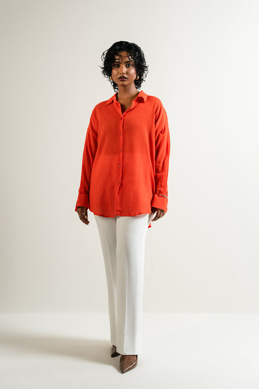 Vermillion Button Down
