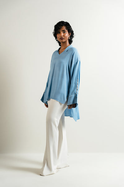 Aqua Blue Embroidered Tunic