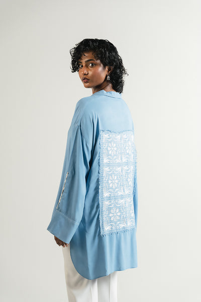 Aqua Blue Embroidered Tunic